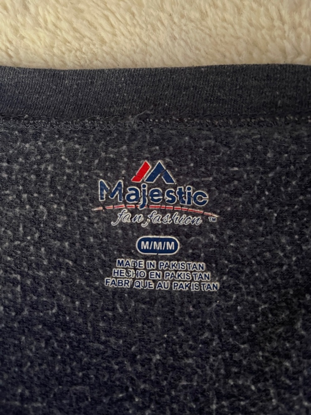 Majestic Heathered Navy Tee with Red & White Logo